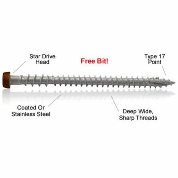 Screw Products 10 x 2.75 in. C-Deck Composite ACQ Compatible Star Drive Deck Screws, Rope Swing, 1750PK CD234RS